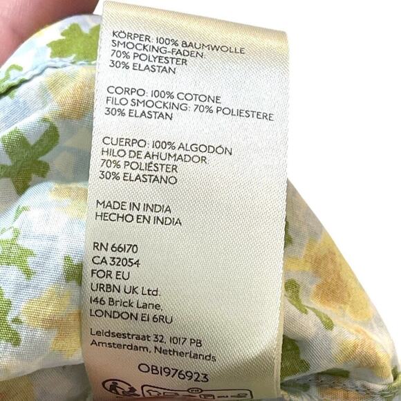 Free People Lavender Daze Smocked Midi Dress in Green Combo Size Large NEW - Picture 13 of 13